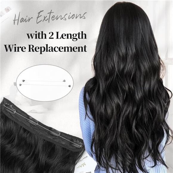KooKaStyle Invisible Wire Hair Extensions with Transparent Wire Adjustable Size - Picture 5 of 7